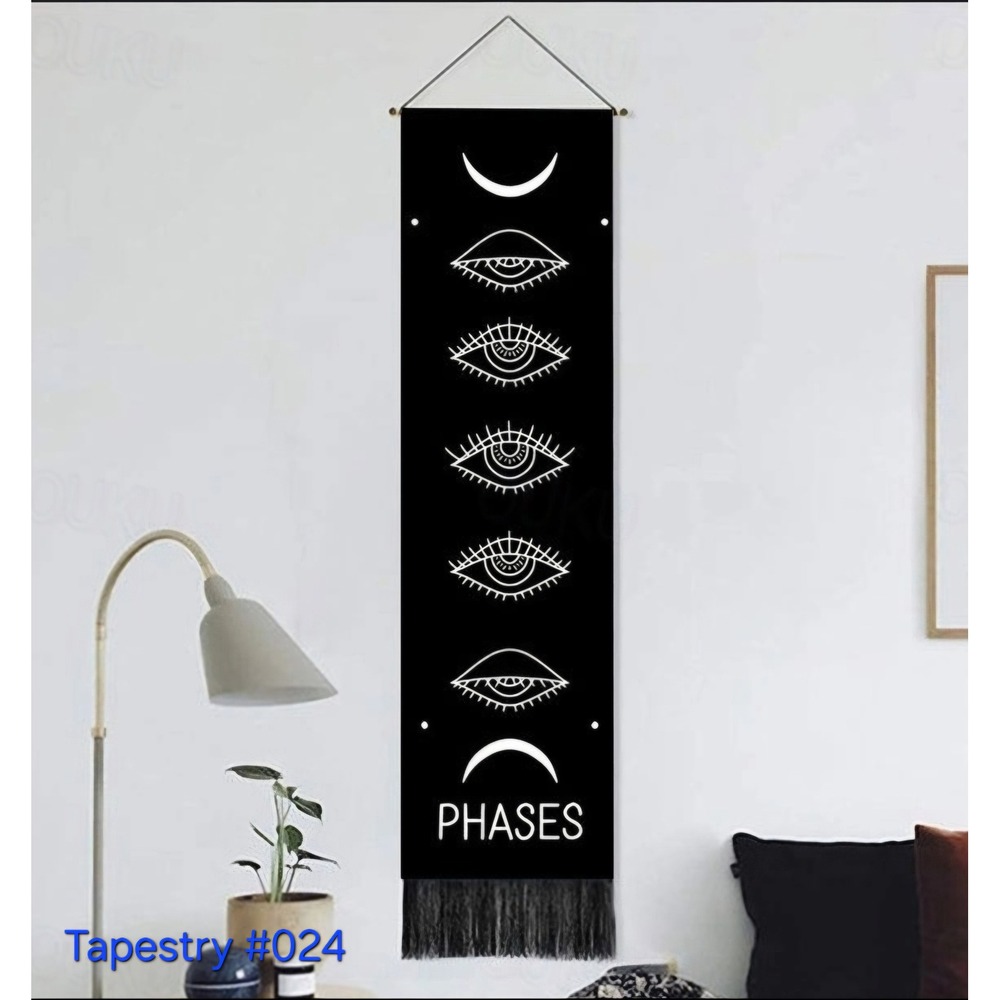 Moon Phases Tapestry Wall Hanging, Celestial Witchy‎ Decor, Mystic Wall Art